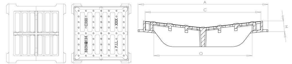 Concave gully grating with frame GC.C