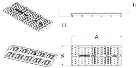 Flat rectangular gully grating without frame C.C