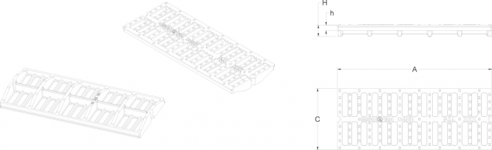 Flat rectangular grating without frame C.C400