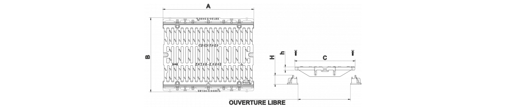ENSEMBLE GRILLE DE CANIVEAU PMR BOULONNéE SUR LONGERONS D400 (TRAFIC MOYEN)